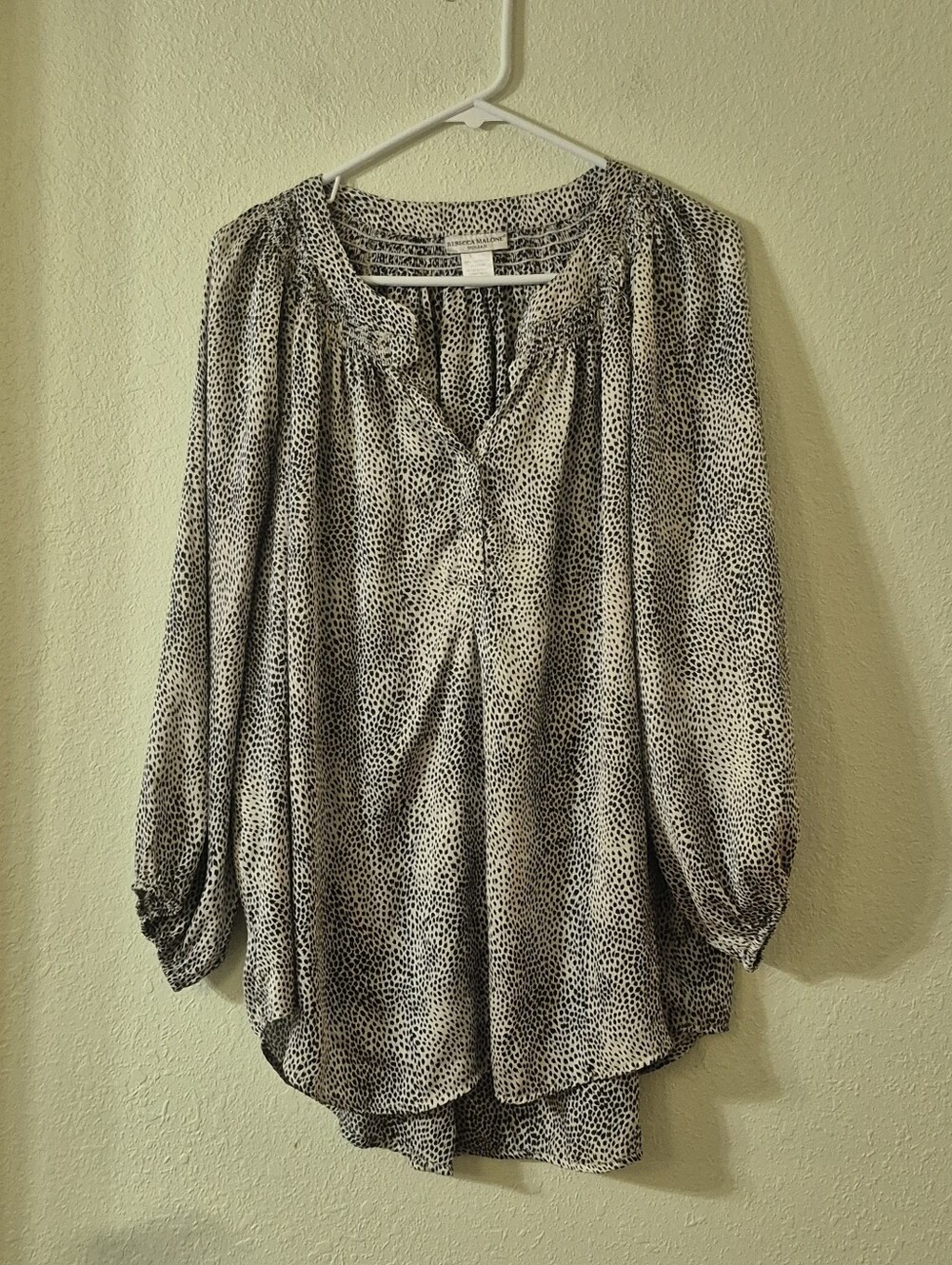 Rebecca Malone Black and White Printed Tunic Blouse